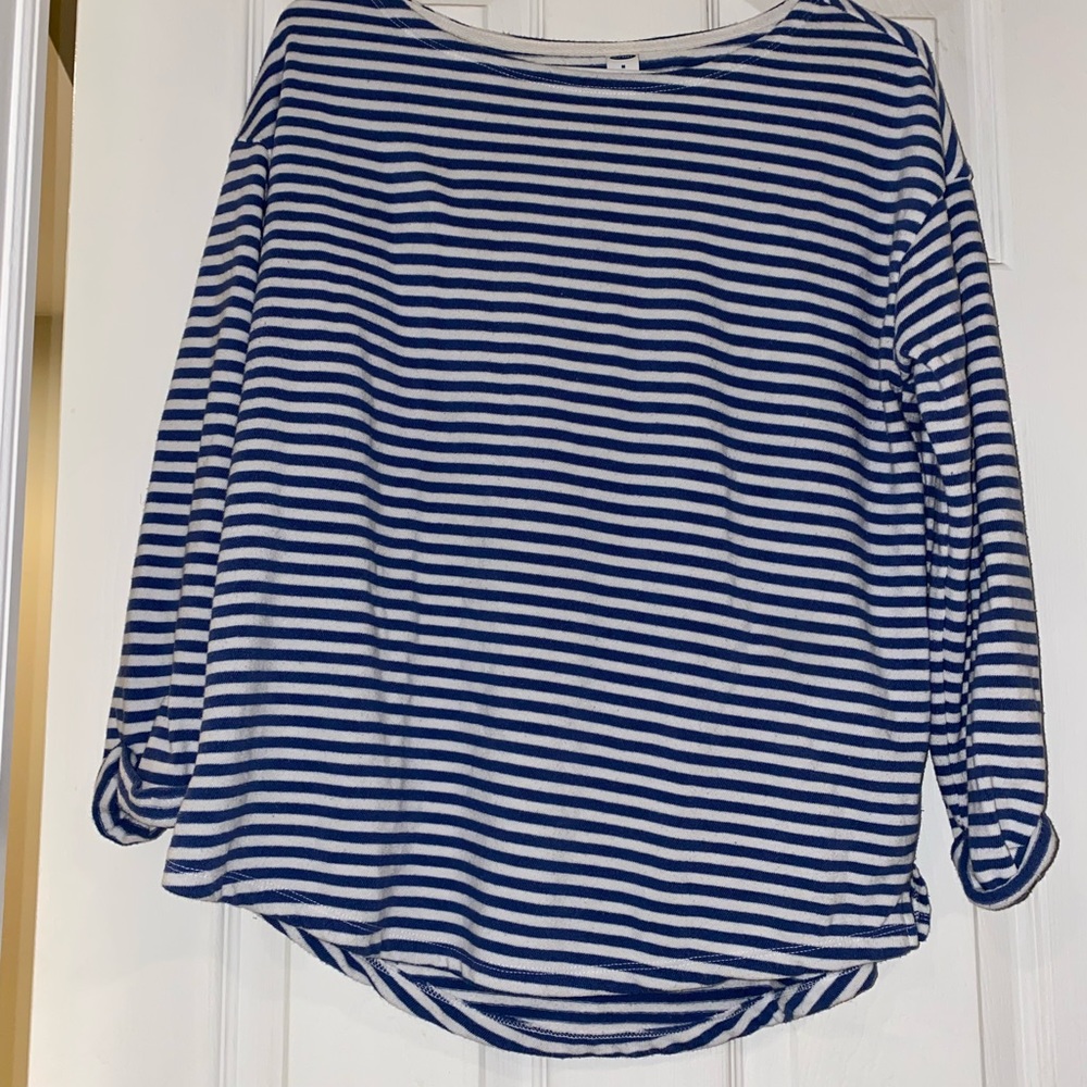 Blue and white long sleeve top